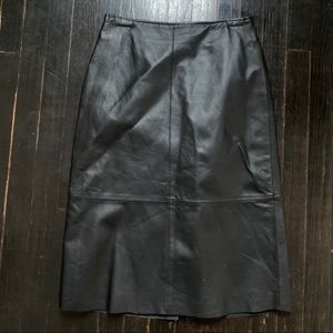 Leather midi skirt